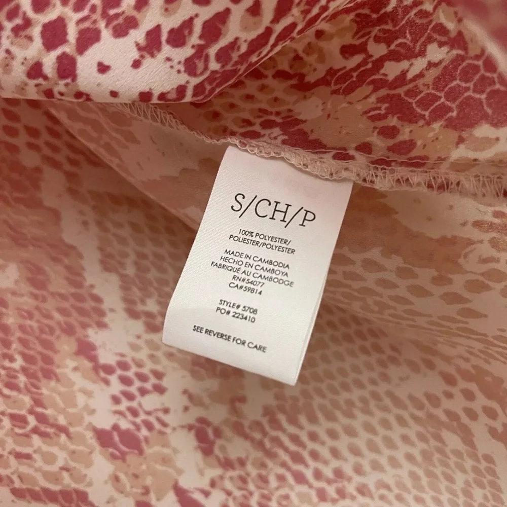 CAbi Blouse Women’s S Pink & White Snake Print Puff Sleeve Top - Picture 8 of 8